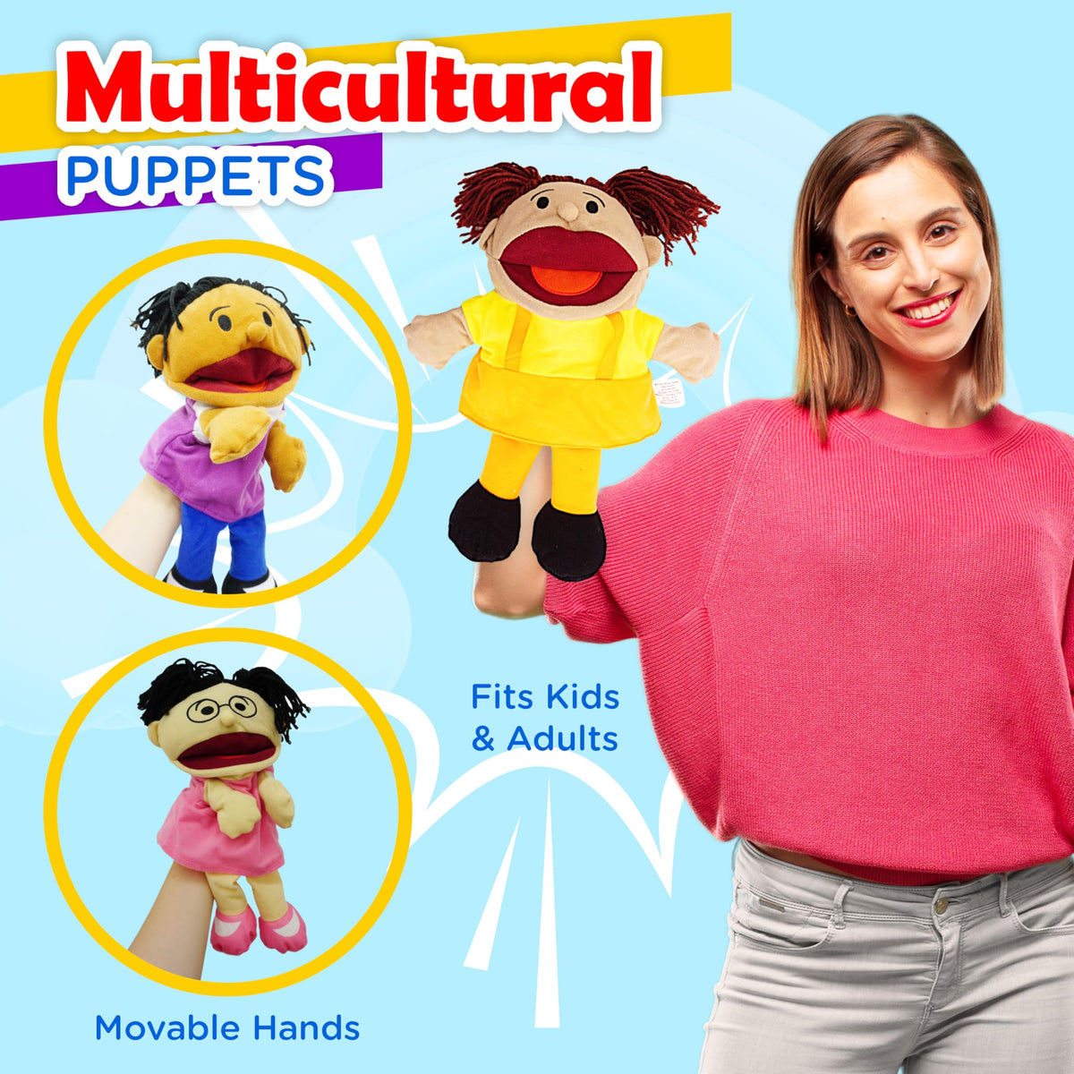 4E's Novelty hand puppets help kids practice emotions through expressive dialogue