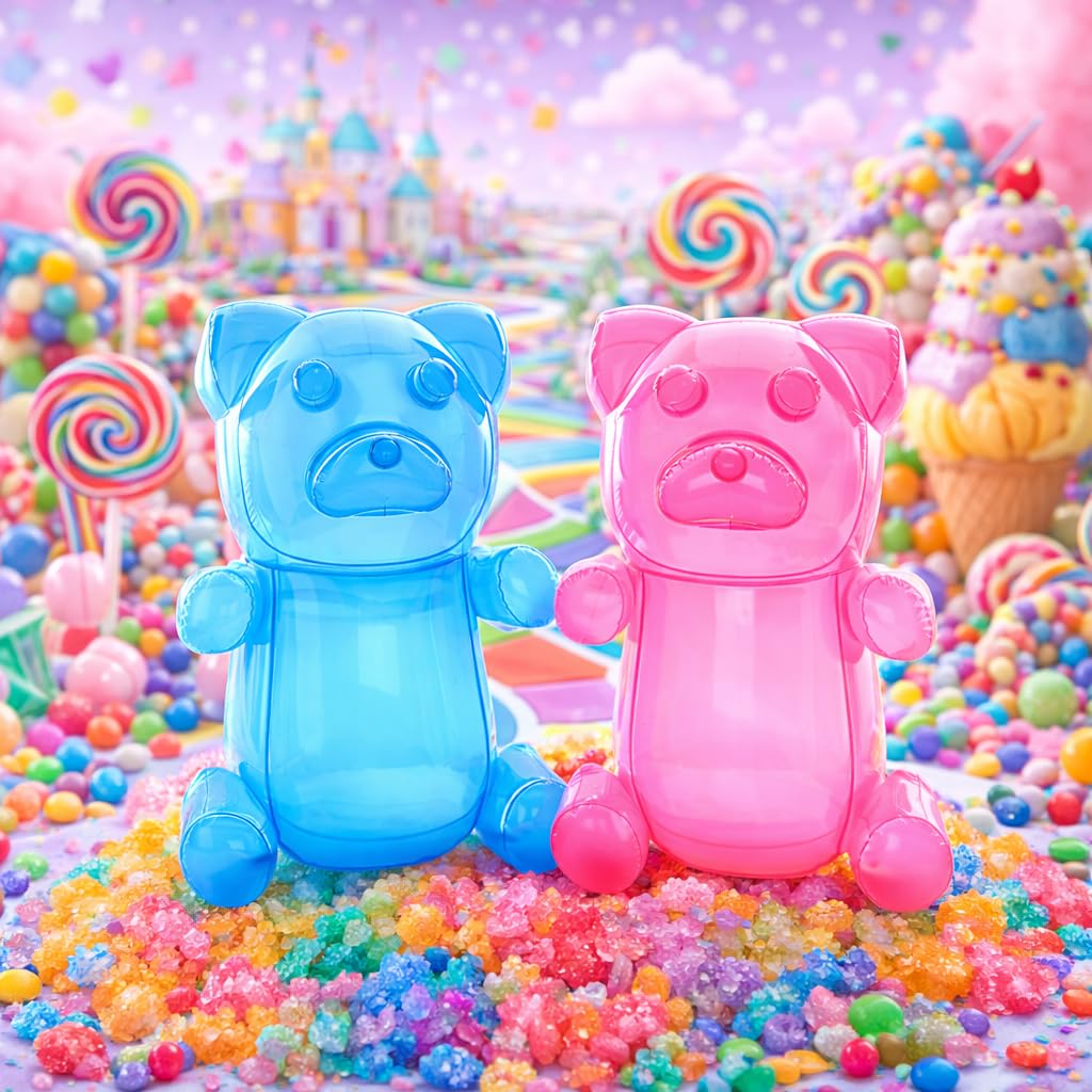 4E's Novelty inflatable gummy bear blue, eye-catching poolside decoration and prop.