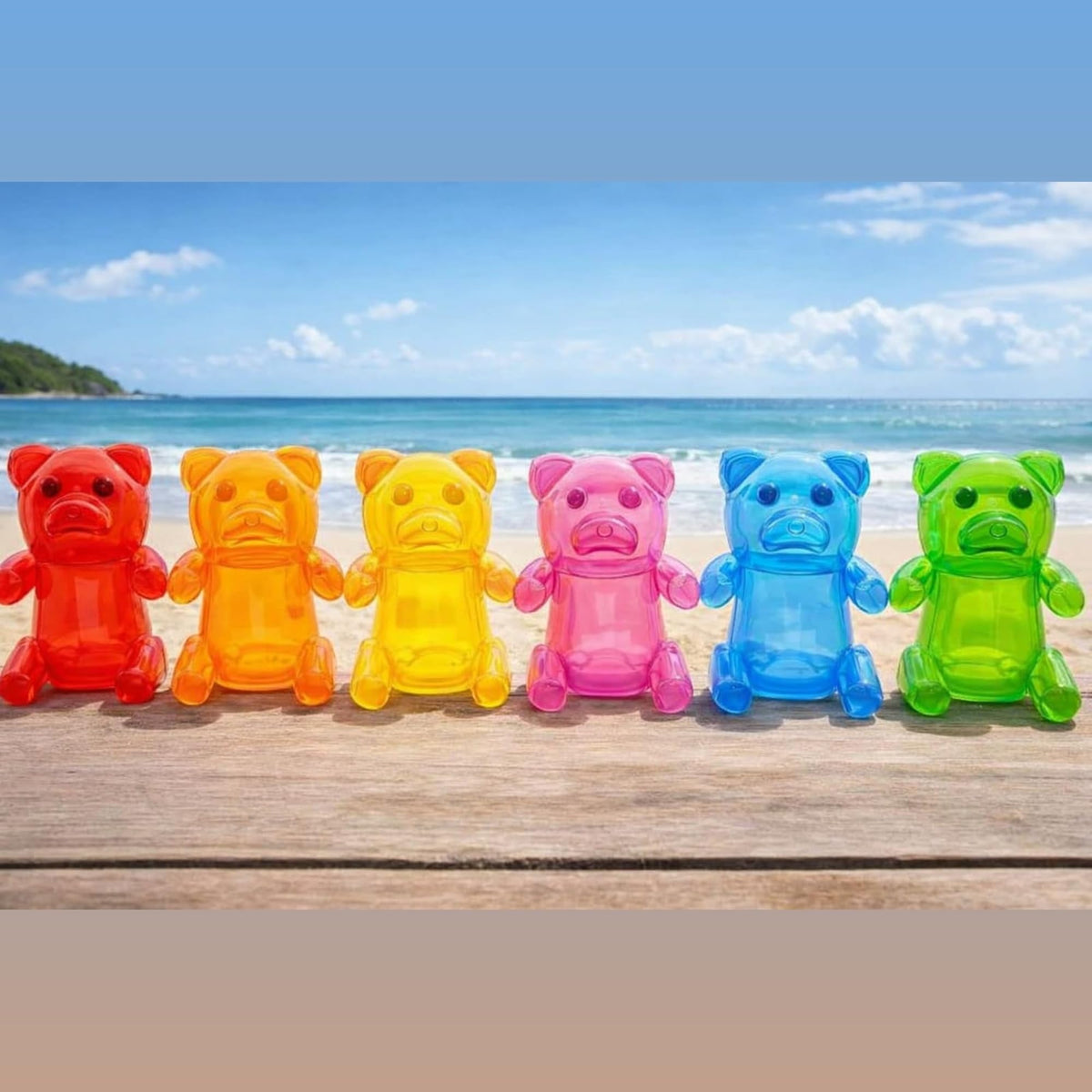 4E's Novelty inflatable gummy bear yellow, bright dessert-table centerpiece for parties.