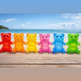 4E's Novelty inflatable gummy bear yellow, bright dessert-table centerpiece for parties.