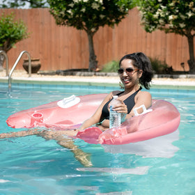 Two air valves on the 4E's Novelty pool float for quick inflation.