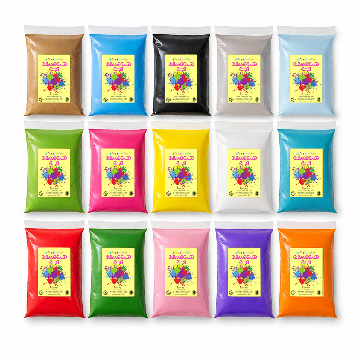 4E's Novelty kids' crafts with colored sand inspire exploration.