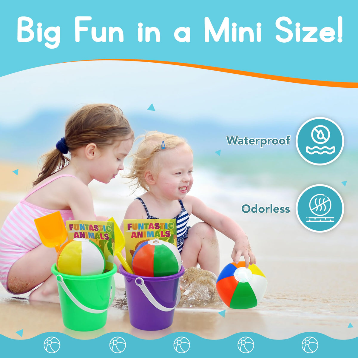 4E's Novelty kids enjoy beach ball kick-and-chase games at the shoreline.