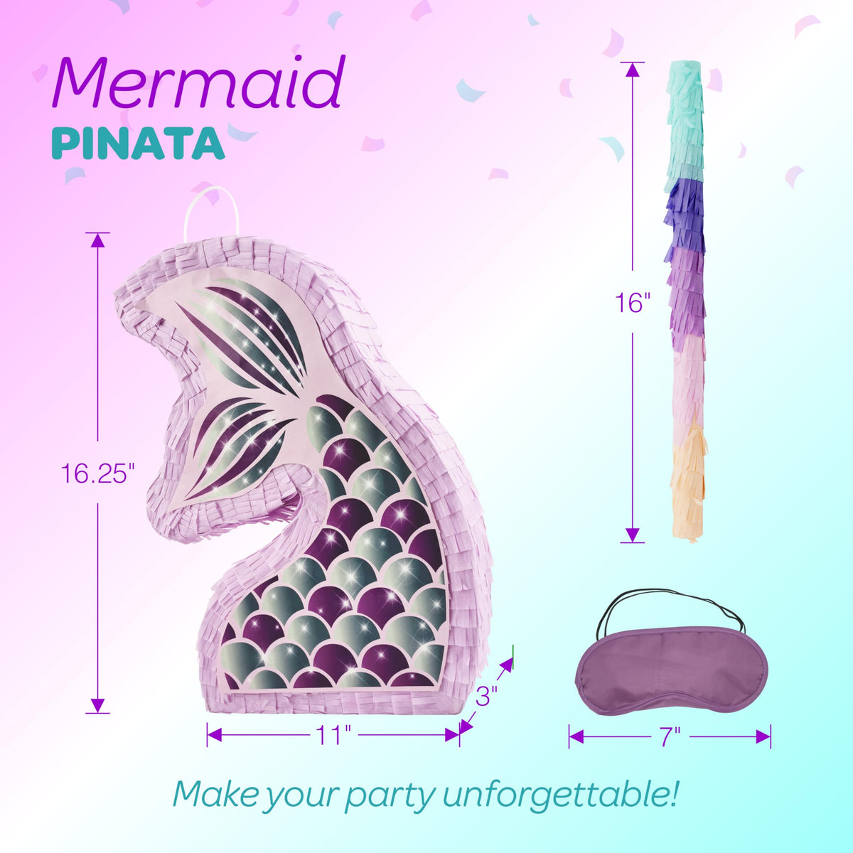 4E's Novelty Large Purple Mermaid Pinata with vibrant colors enhances ocean-themed party decor