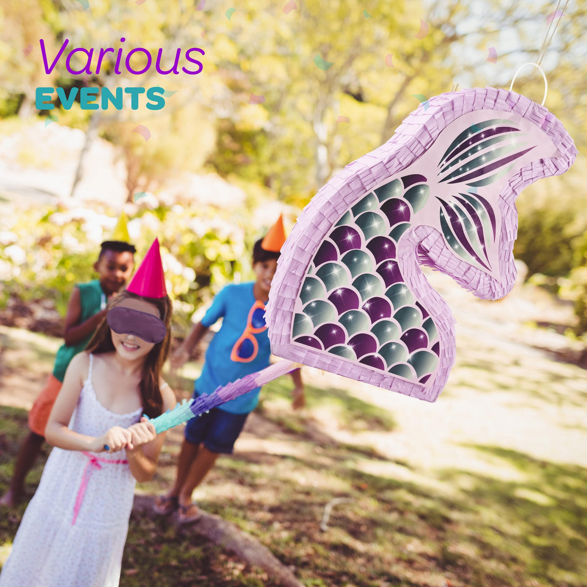 4E's Novelty Mermaid Pinata Blindfold engages kids with a playful post-game challenge