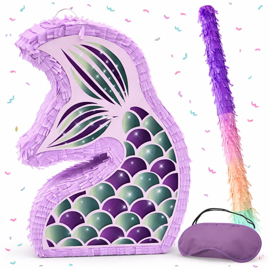 4E's Novelty Mermaid Pinata with Bat ready for a sea-themed birthday game and candy rewards