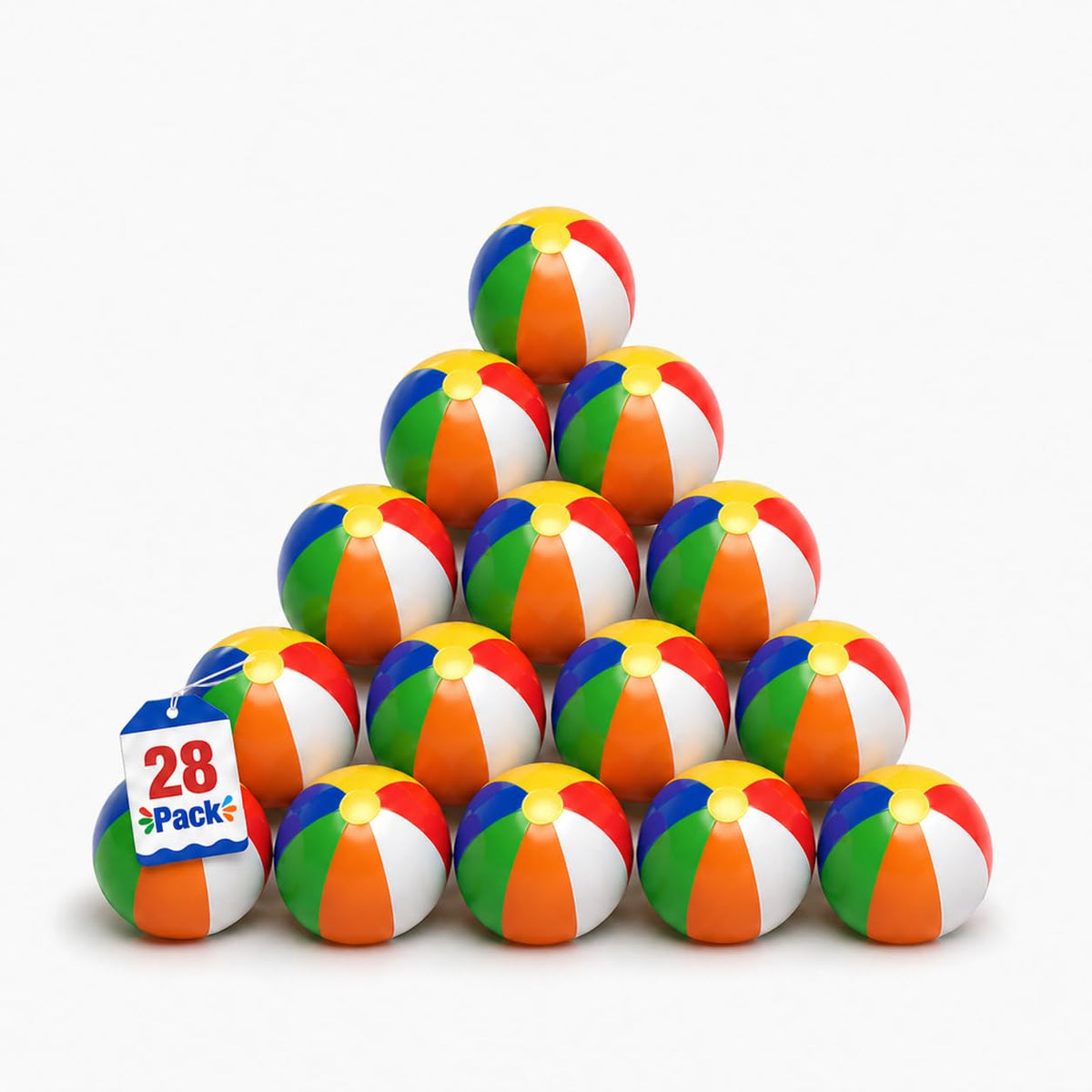 4E's Novelty mini beach balls 28-pack set for easy party favors and bulk fun.