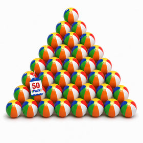 4E's Novelty mini beach balls bulk 50-pack ready for party favors and pool games.