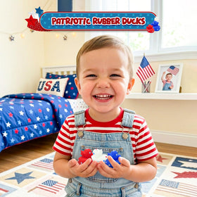 4E's Novelty 2-inch patriotic ducks for parade throws and decor.