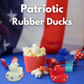 USA flag-inspired ducks suitable for 4th of July goody bags.