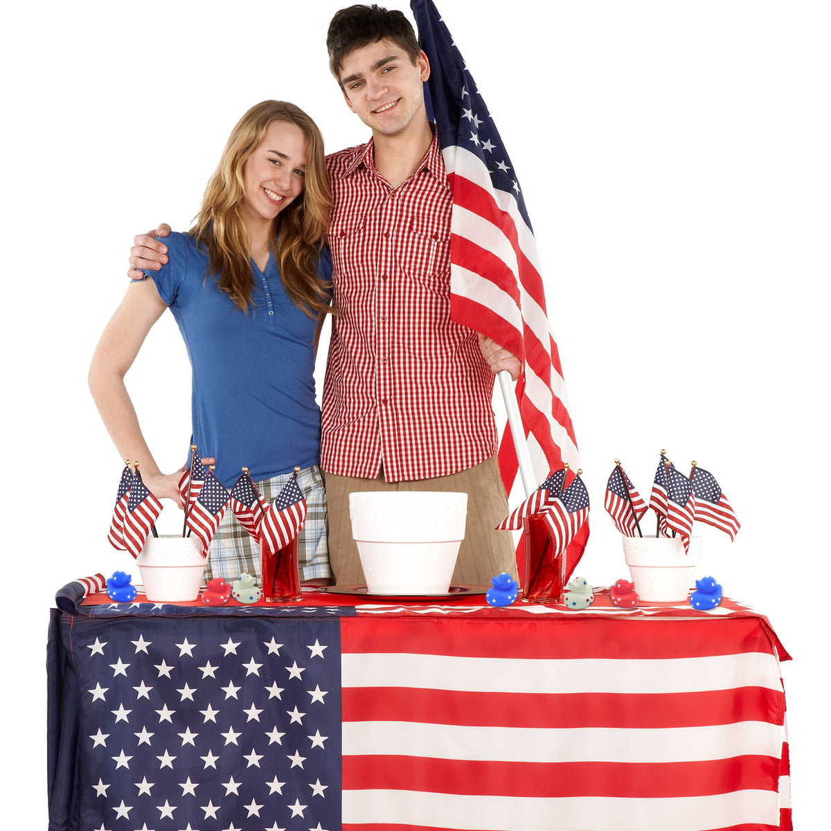 Vivid patriotic colors help ducks stand out at celebrations.