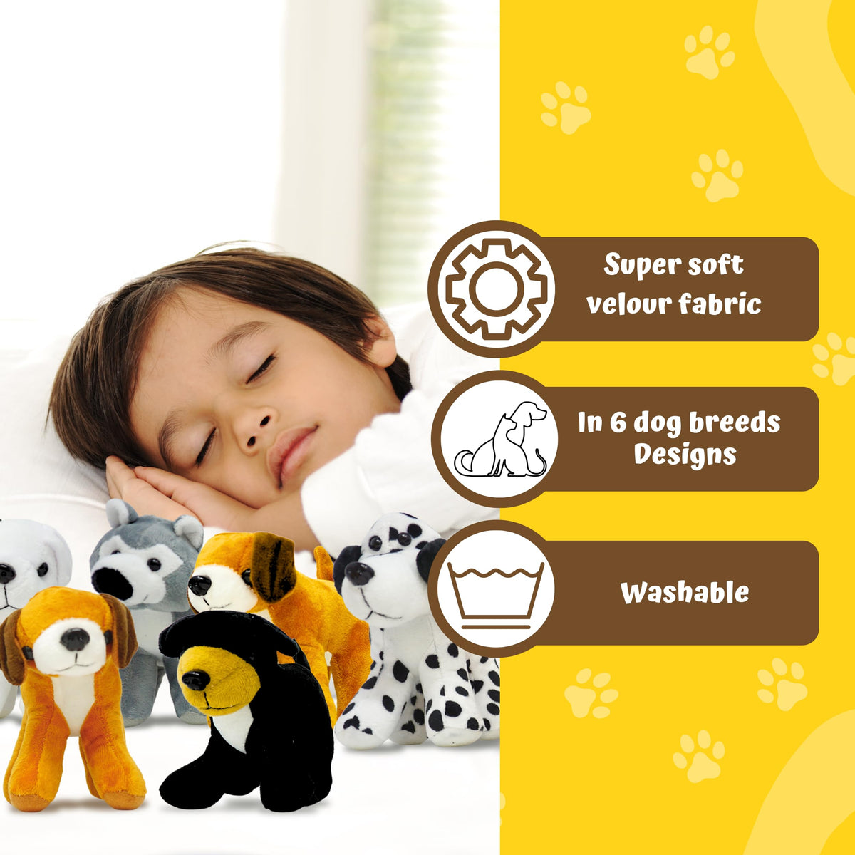 4E's Novelty Plush Dogs six designs with two of each for group gifting