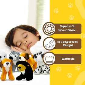 4E's Novelty Plush Dogs six designs with two of each for group gifting