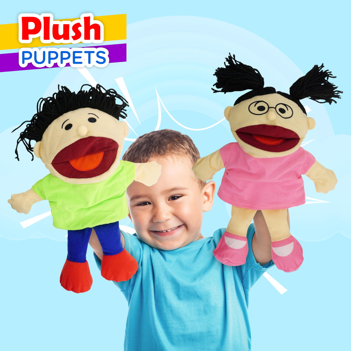 4E's Novelty puppets for home use provide soft plush comfort and durable play