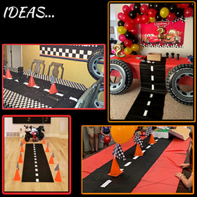 4E's Novelty race car party decor enhances themed celebrations