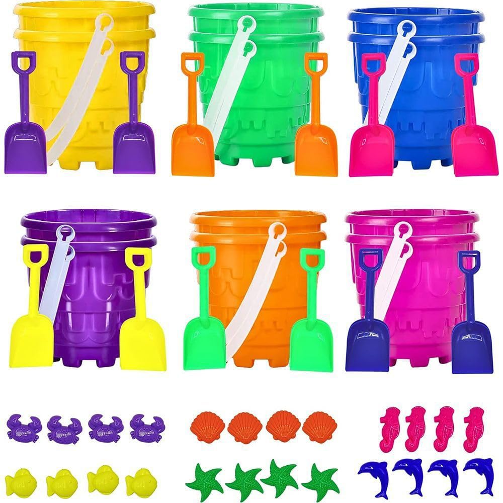 4E's Novelty sand buckets in bright colors ready for beach play and party favors