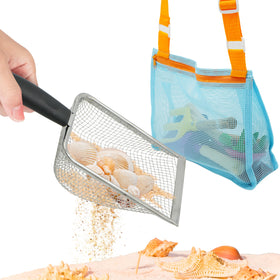 4E's Novelty stainless steel sand scoop with smooth grid for quick filtering.