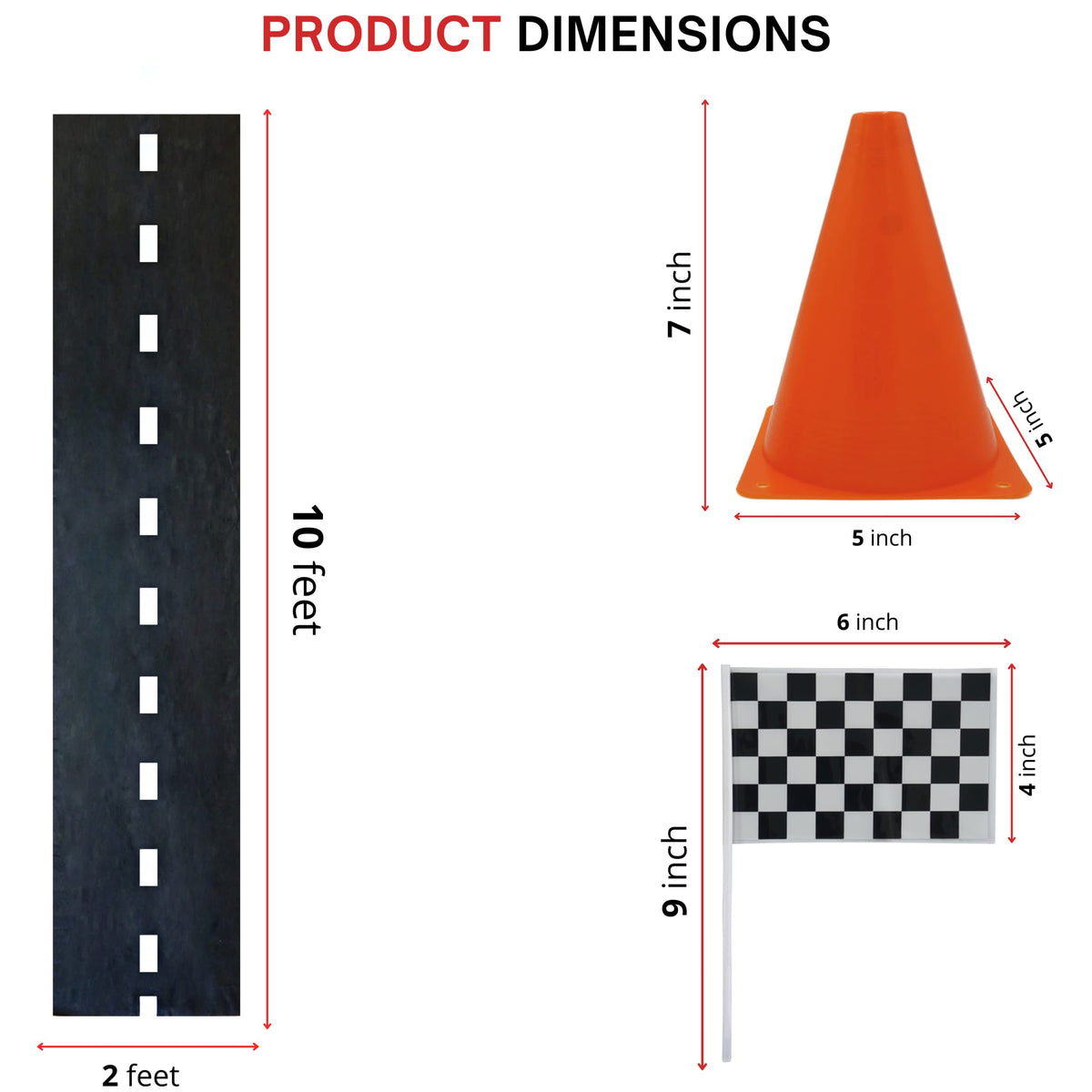 4E's Novelty table centerpiece decor coordinates with flags and cones