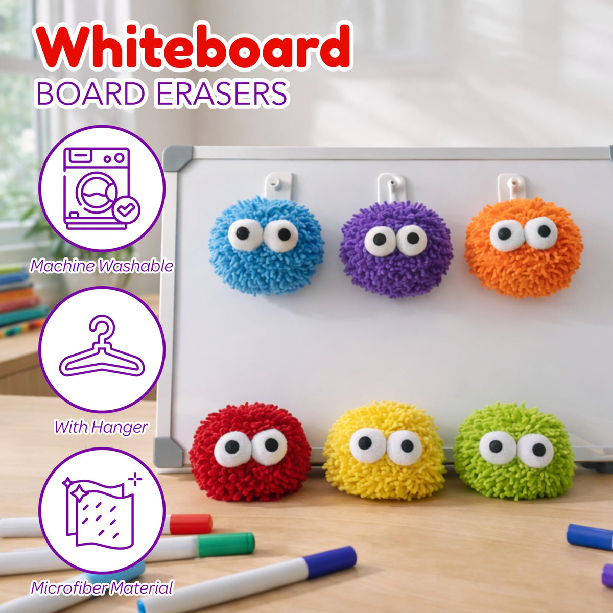 4E's Novelty teaching aids—googly eyes boost engagement during board work.