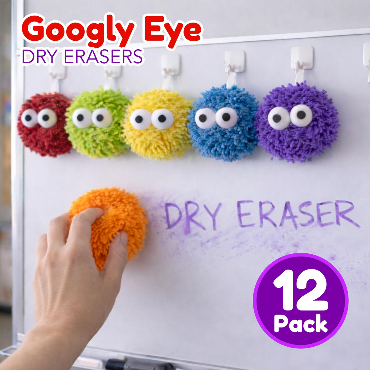 4E's Novelty washable multicolor erasers brighten lessons and clean markers.