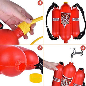 4E's Novelty water gun backpack requires no batteries for hassle-free outdoor action