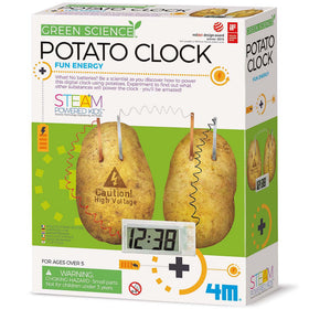 4M Potato Clock assembly demonstrates battery-free energy in a hands-on setup.