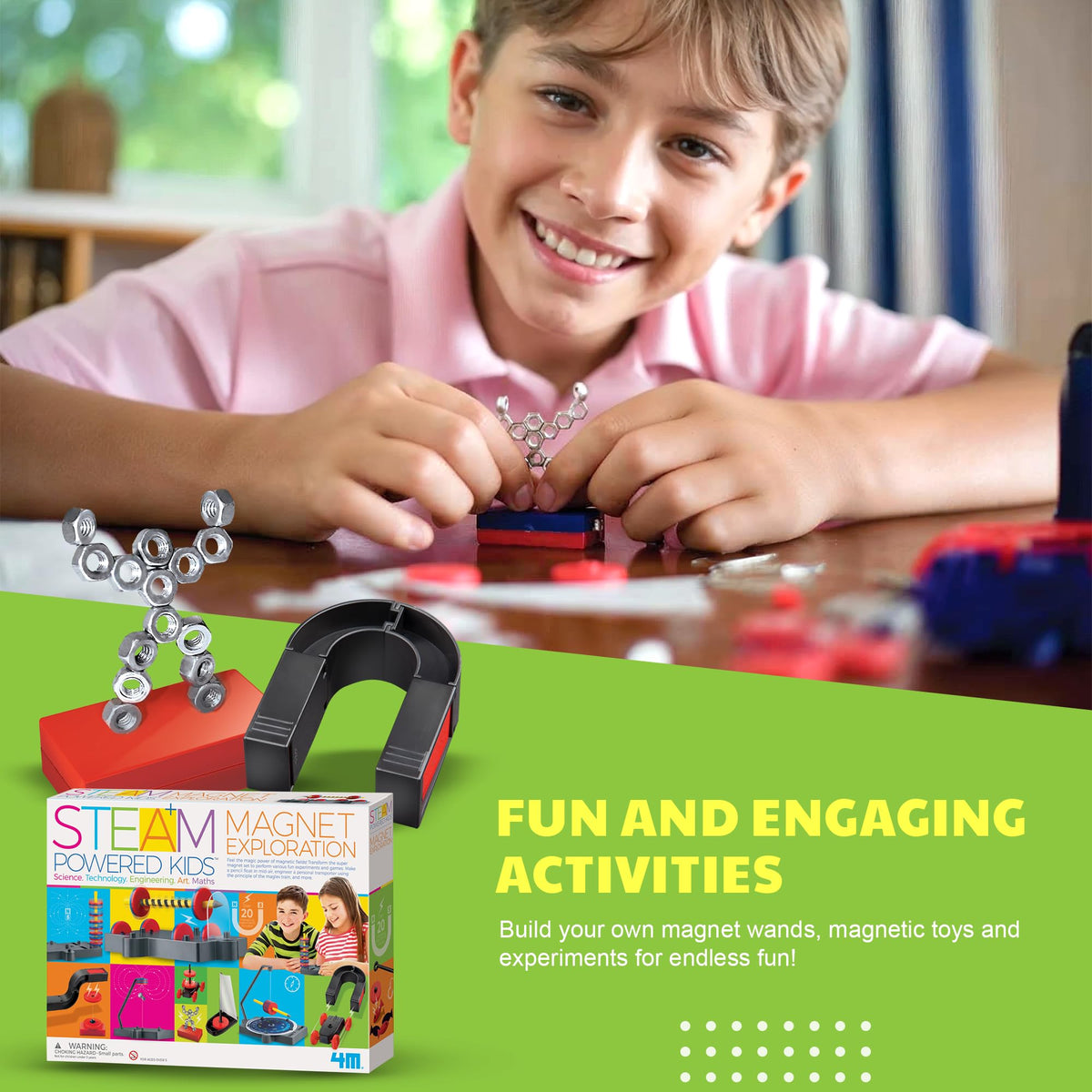 4M STEAM magnet exploration magnetic-parts-set supports early STEM curiosity.