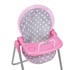 509 Cotton Candy Pink doll highchair fits dolls up to 24 inches tall.