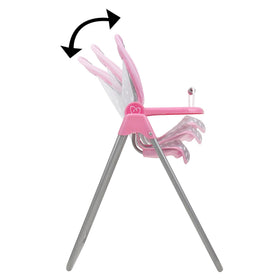 509 Cotton Candy Pink highchair tilting seat enables nap-time during play.