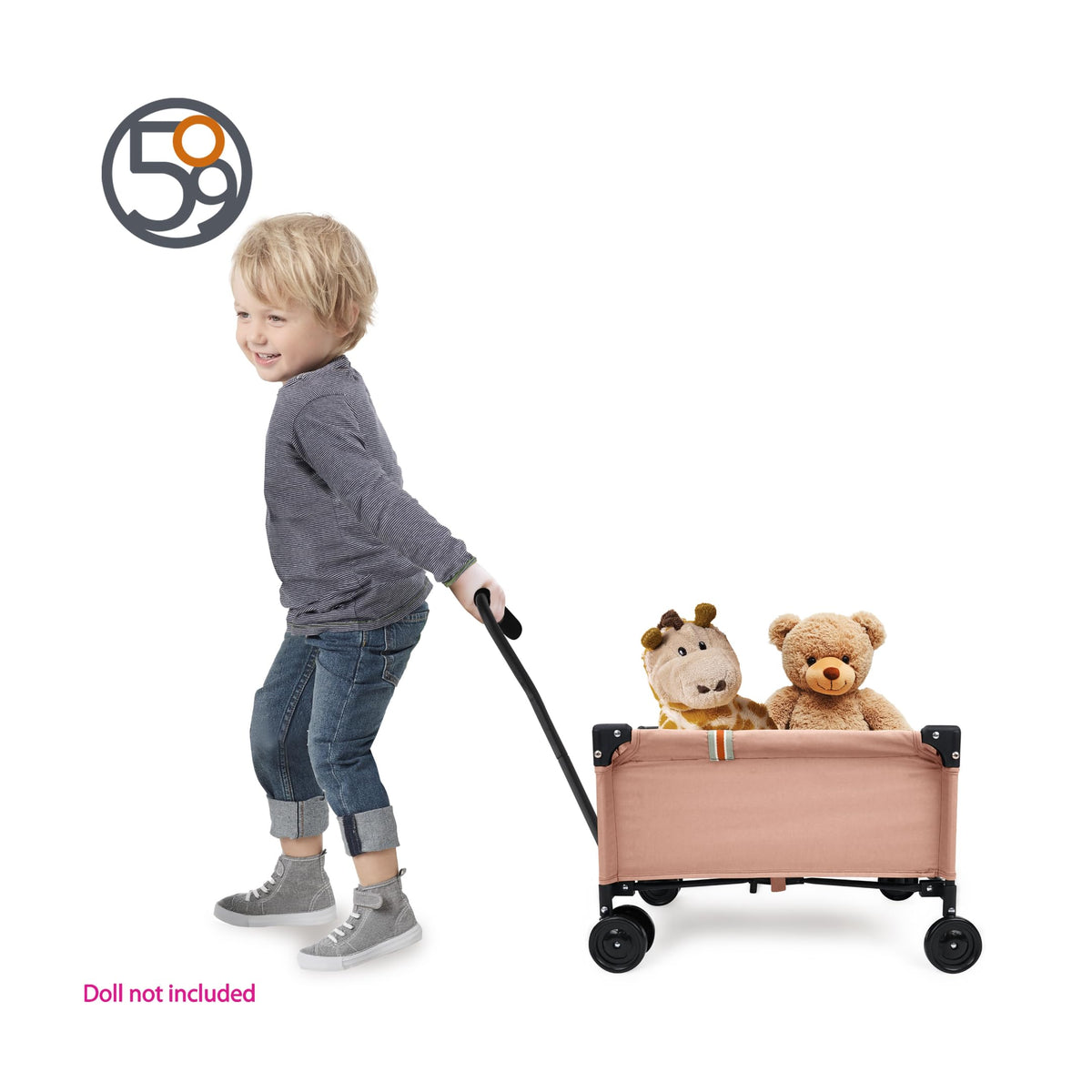 509 Little Crew pink doll wagon canvas-metal frame supports toys securely