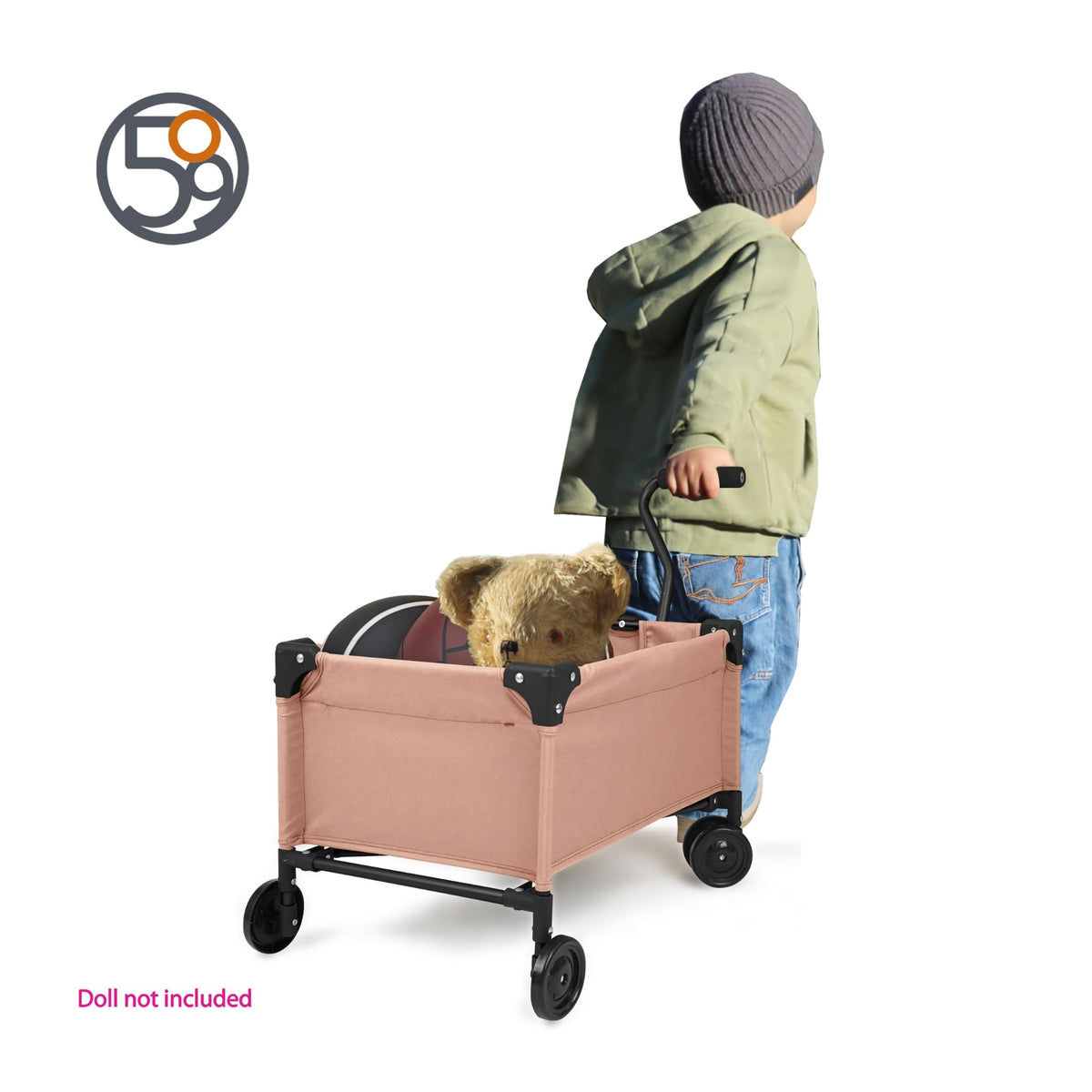 509 Little Crew pink doll wagon folds flat for easy storage