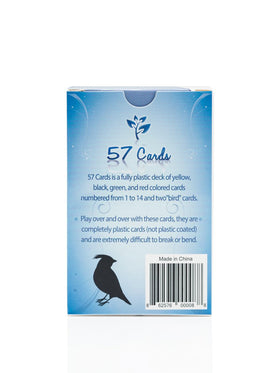 57 Cards waterproof plastic deck ideal for poolside play and easy cleaning.