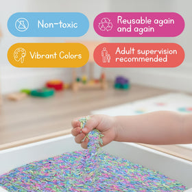 7 Days of Play Easter spring sensory rice for seasonal play.
