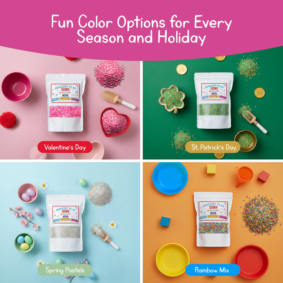 7 Days of Play 2 lb rice for sensory tables at home.