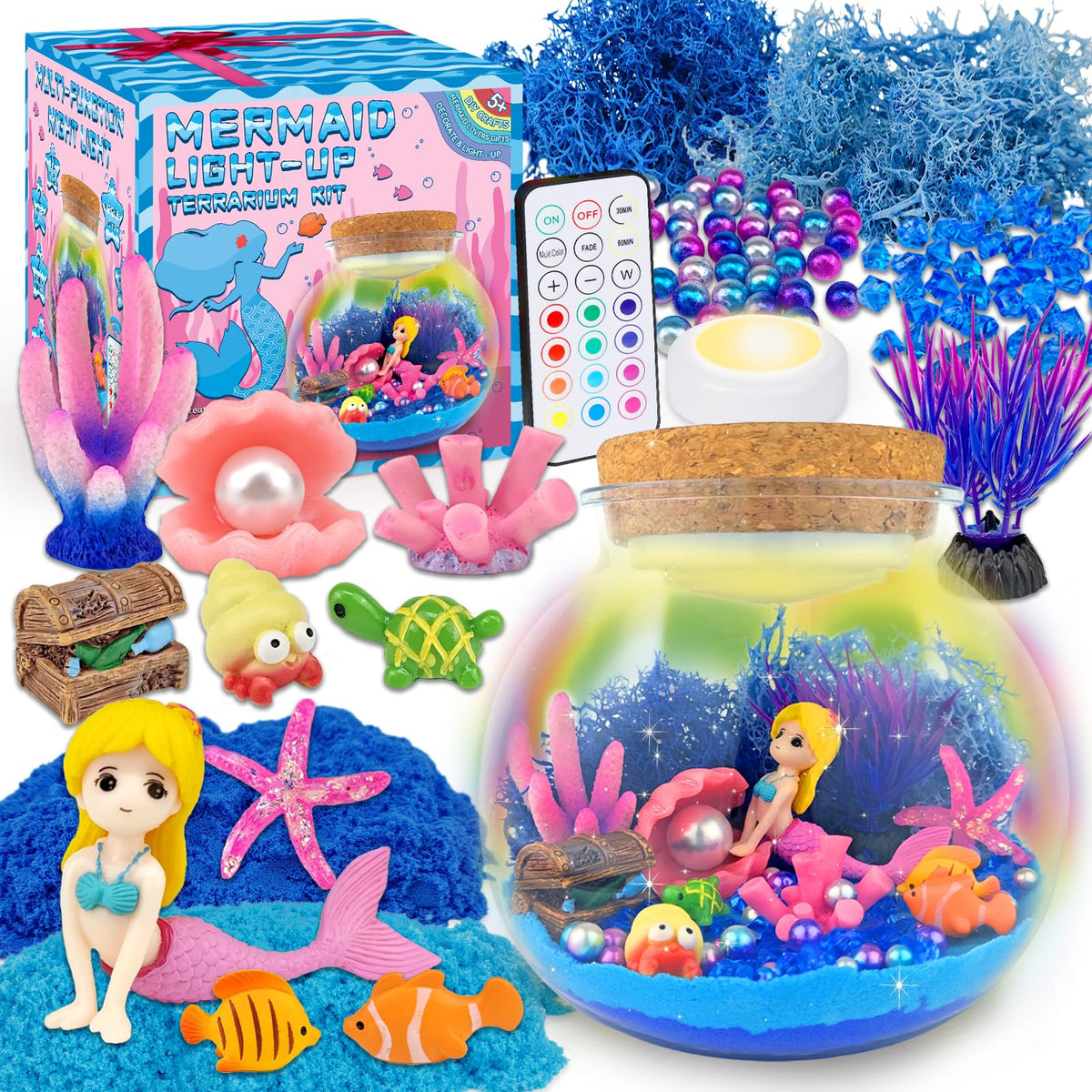 7july mermaid terrarium kit assembly to spark creativity and fine motor skills.