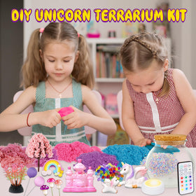 7july Unicorn Terrarium Kit includes flower and plant models for vibrant scenes.