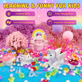 7july Unicorn Terrarium Kit LED night light provides cozy, kid-friendly ambiance.