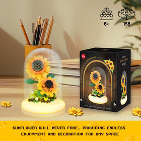 80S Sunflower Building Set with built-in lighted base, illuminating petals