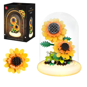 80S Sunflower Building Toy Set, full kit view for creative building and display