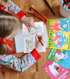 90shine Easter coloring books side view showcases sturdy pages for pencils