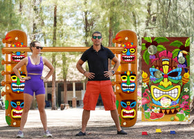 90shine Hawaiian luau party setup combining limbo and toss for lively celebrations.