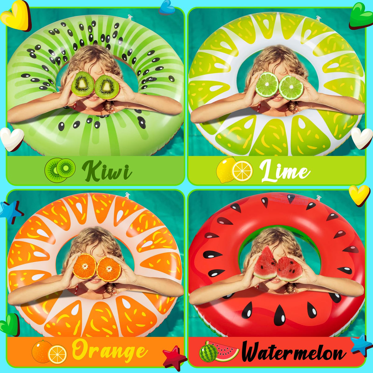 90shine kiwi ring provides buoyant support for playful pool time