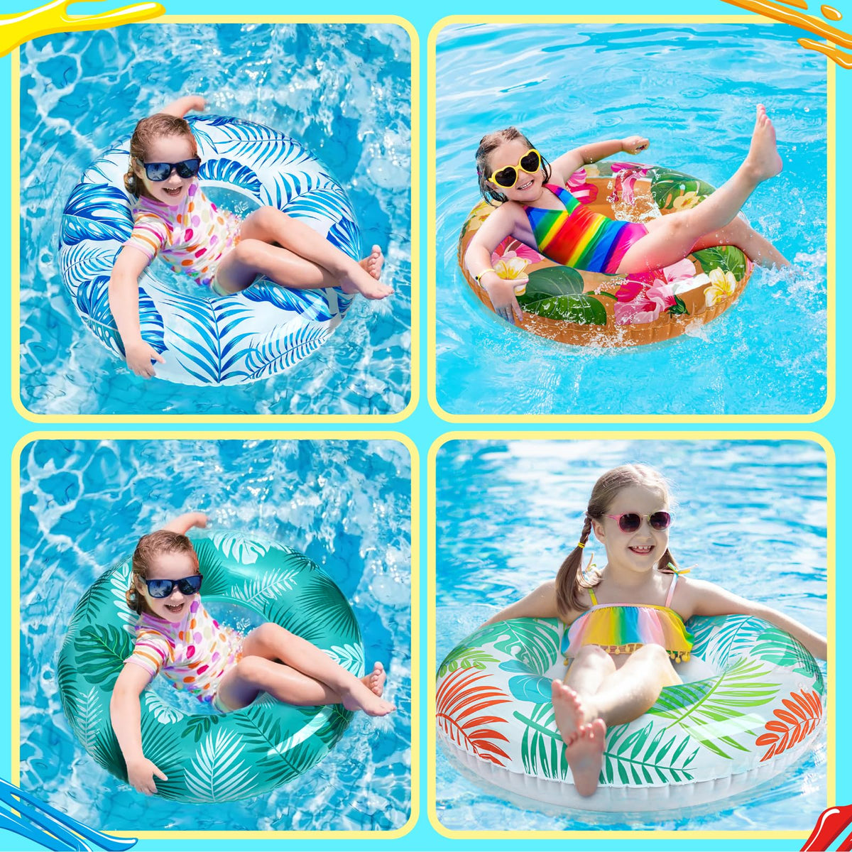 90shine luau ring pool float with colorwave design for group play