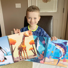 90shine sticker books promote hands‑eye coordination and color recognition through playful activities.
