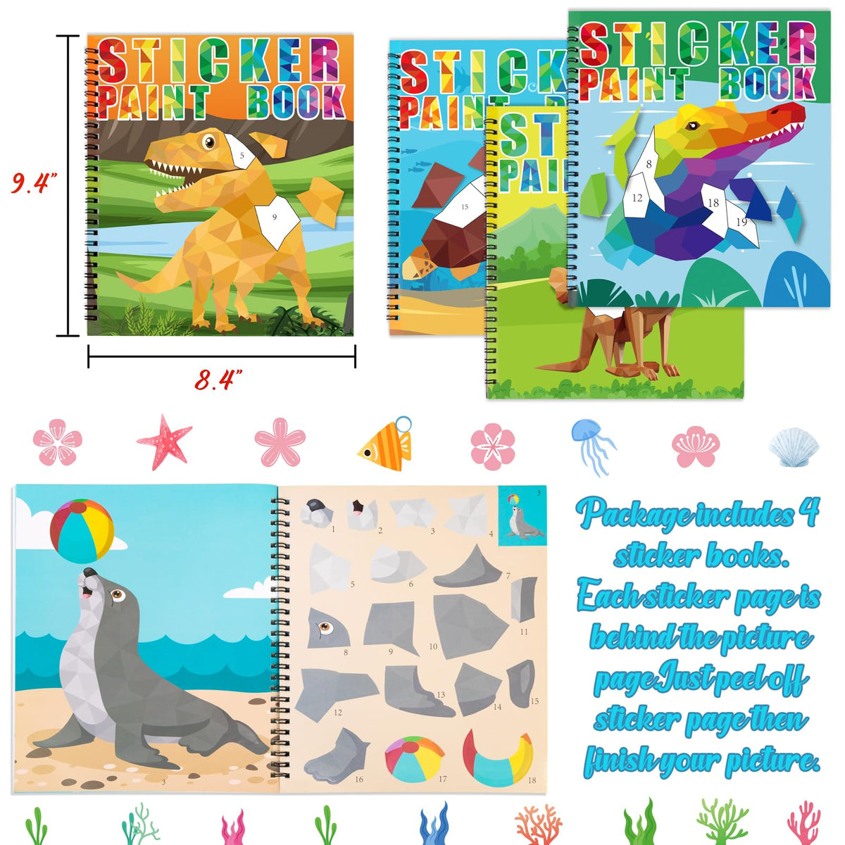 90shine sticker books use perforated pages for easy tearing and sharing with friends.