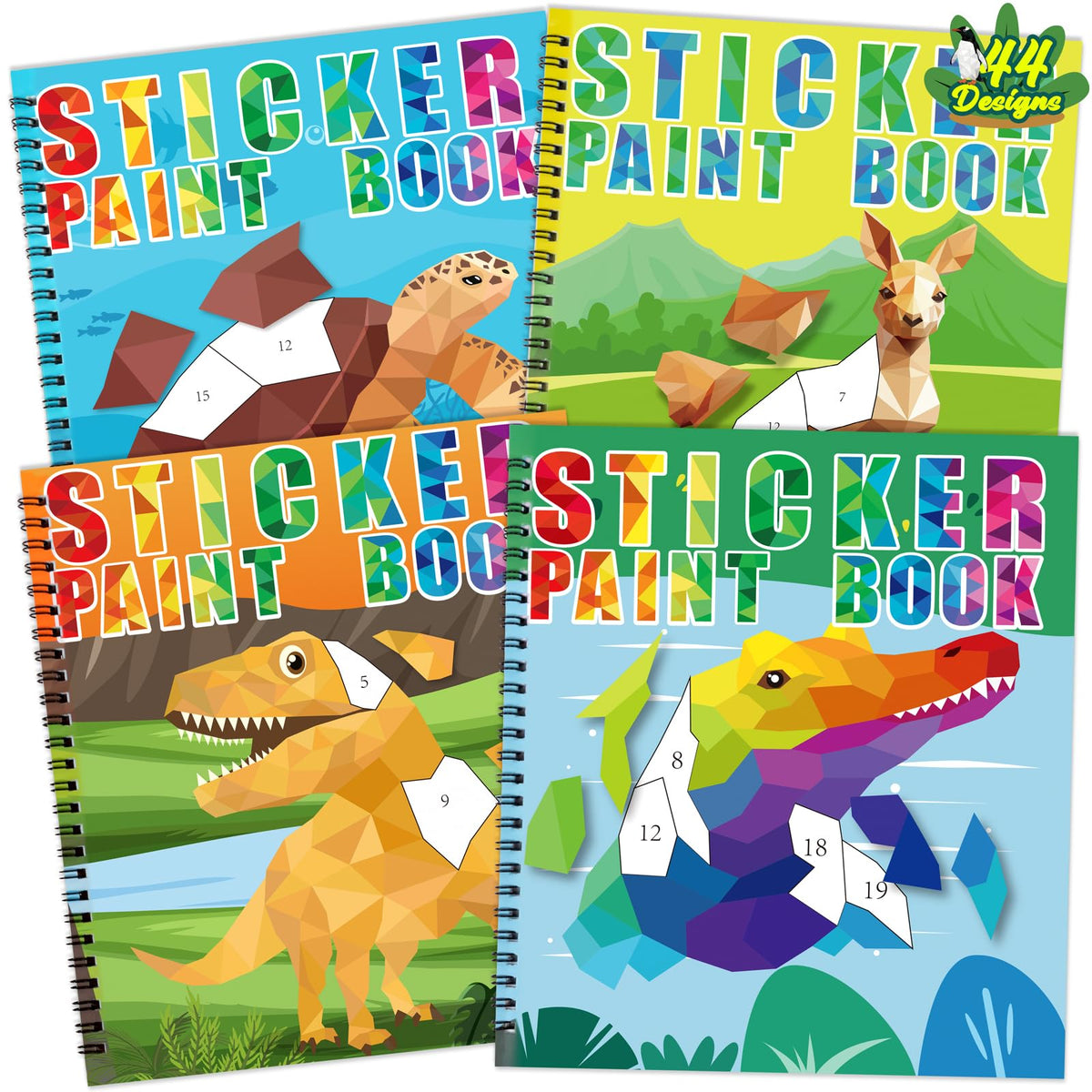90shine sticker books feature underwater creatures and dinosaurs for creative play and fine motor skills.
