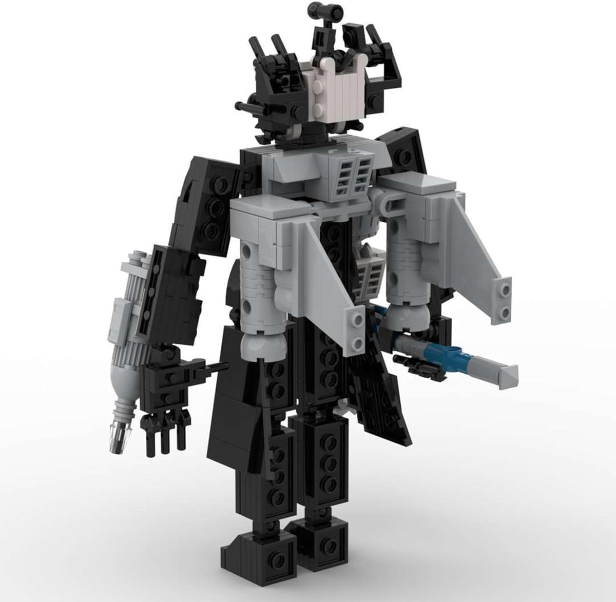 Bentex Titan Cameraman figure parts laid out for easy, guided building.