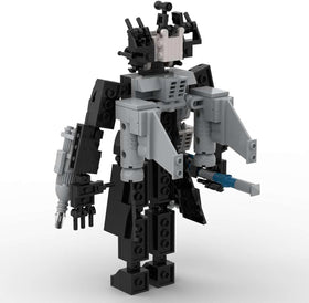 Bentex Titan Cameraman figure parts laid out for easy, guided building.
