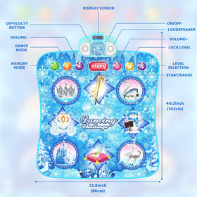 Eterfun blue dance mat showing LED scoreboard and music play for engaging activities.