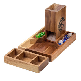 Tapeera dice tower wooden box with premium acacia wood for durable tabletop use.
